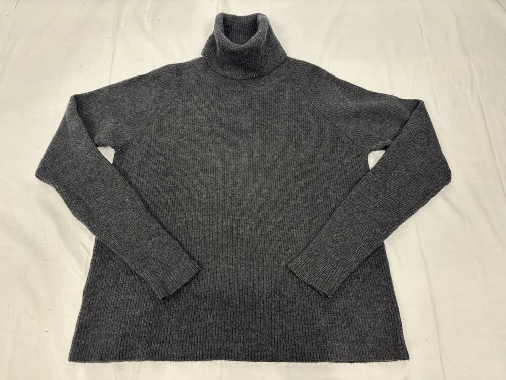 Ellen Tracy 100% Extra Fine Merino Wool Turtleneck Sweater Women's Large Gray